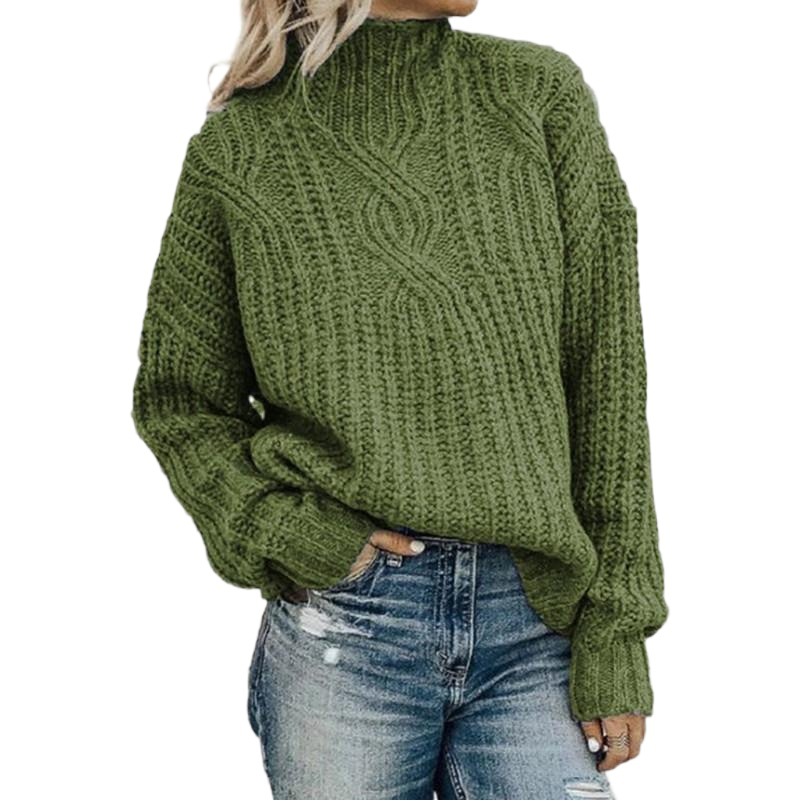 European and American Sweater Women's Turtleneck Twist Knitted Top Pullover ebay Cross-border 2024 Amazon New Jacket