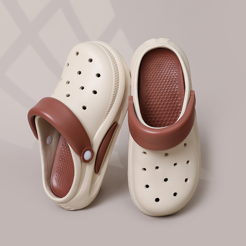 Picture of S052 Contrast Color Height-increasing Hole Shoes for Women Summer Height-increasing Feeling of Stepping on Shoes Can be Wearable for Men's Indoor Eva Anti-skid