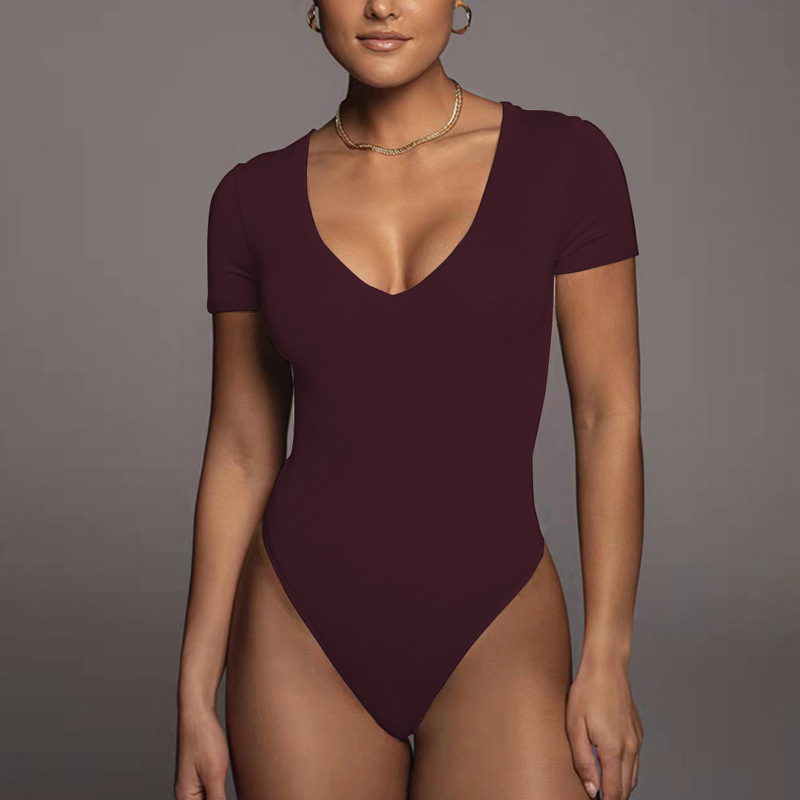 Picture of Bodysuit 2025 summer new European and American foreign trade women's Amazon short sleeve V-neck sexy tight jumpsuit