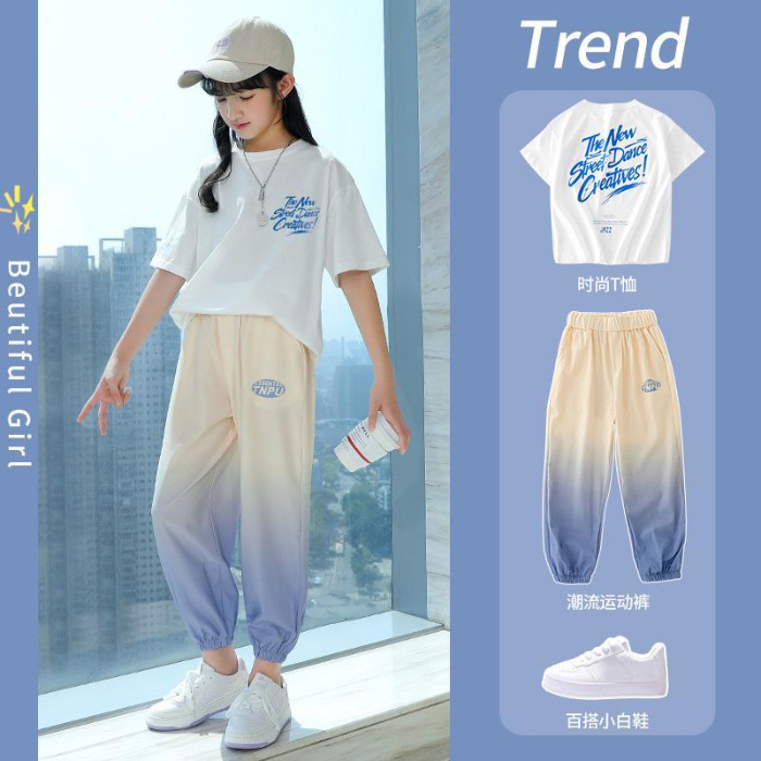 Picture of Girls' Sports suit New Summer Dress CUHK Children's Fashionable Children's Wear Summer Street Two-Piece Fashionable Set
