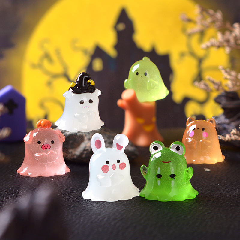 Picture of Halloween Cross-Border Cute Ghost Animal Luminous Micro Landscape Gardening Ornaments Car Central Control Decorative Accessories