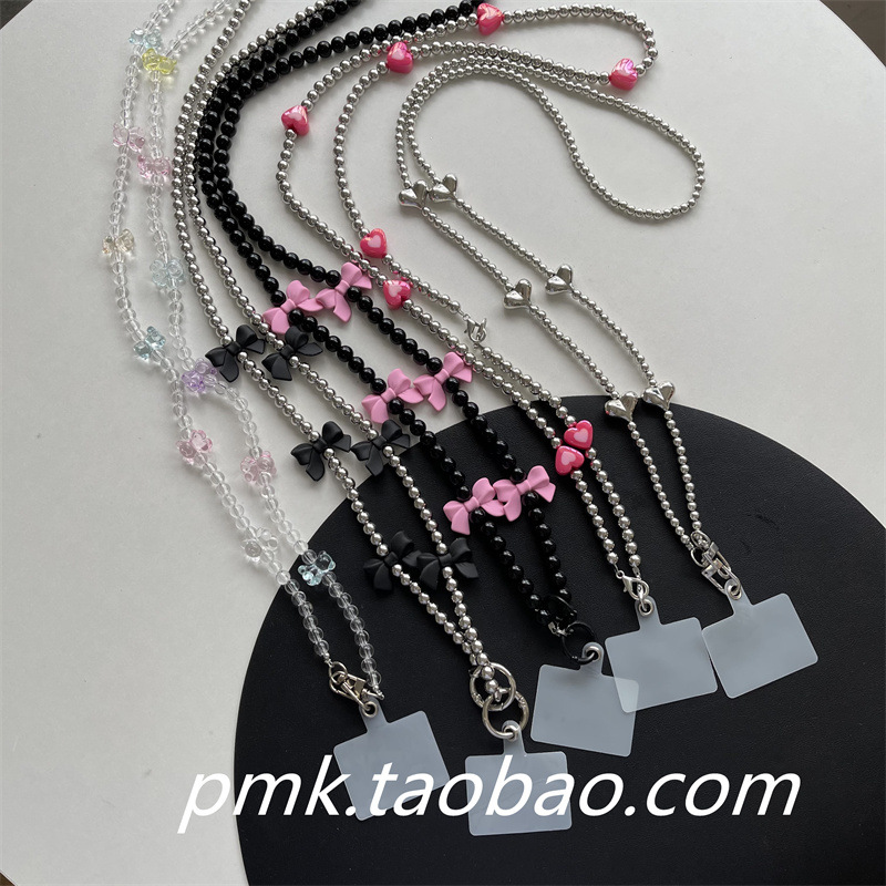 Fashionable All-match Simple Girl's Heart Bow Love Phone Chain Pendant Bag Crossbody Universal Punch-free Trendy