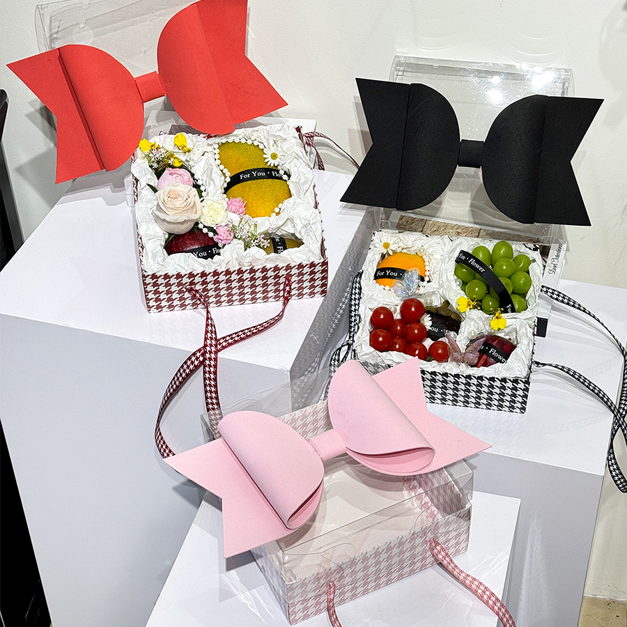 Flower Packaging Box, Bow Flower Gift Packaging Box, Accompanying Gift Box, Chinese Valentine's Day Flower Cake Box, Fruit Flower Box