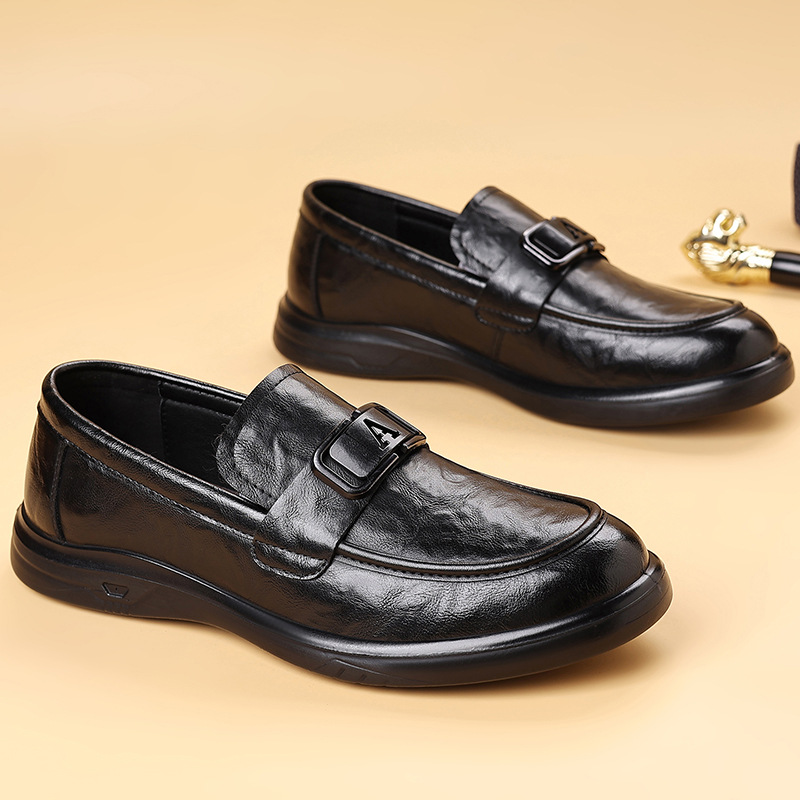 Casual leather shoes men's 2025 new trendy fashion formal business leather shoes British style soft sole men's shoes