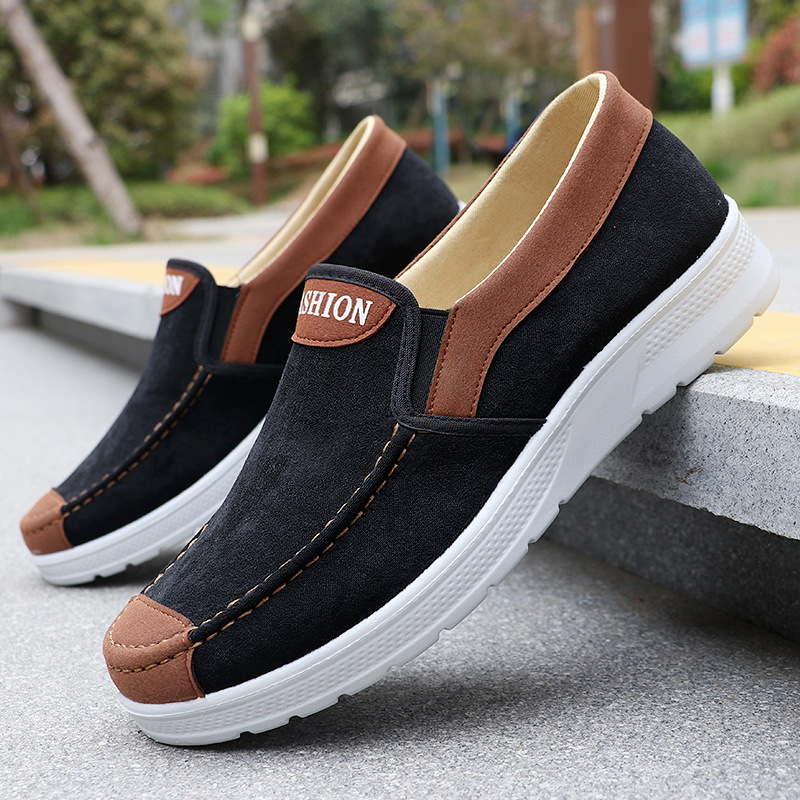 Summer Large Size Cross-Border Casual New Men's Cloth Shoes Breathable Slip-On Casual Polyurethane Men's Shoes Elderly Shoes