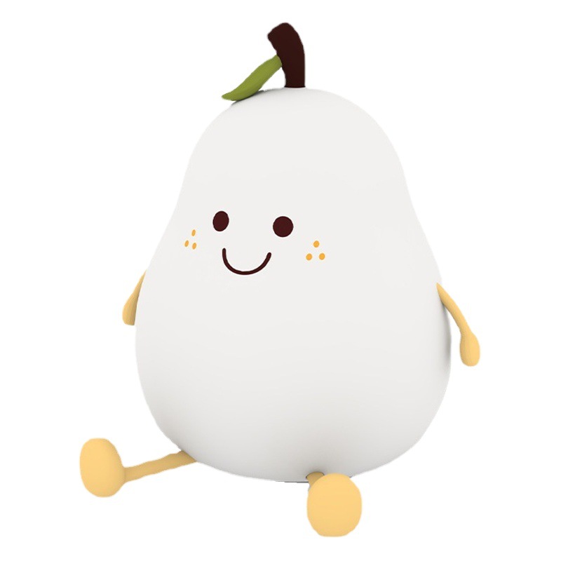 Cross-Border Pear Night Light for Children's Bedroom Dormitory Bedside Sleeping Lamp Cute Colorful Silicone Pat Lamp