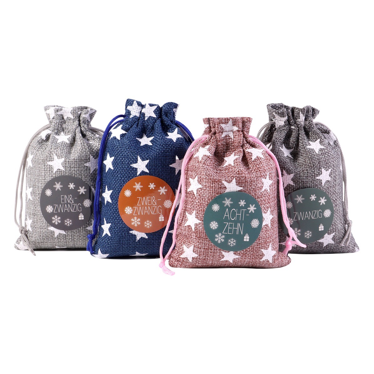 Christmas gift bag suit advent calendar countdown hanging bag star pattern drawstring gift packaging bag wholesale