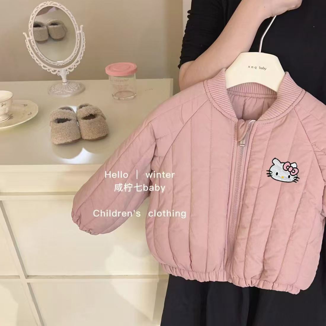 Picture of Girls cotton-padded jacket coat baby 2024 new fleece-lined autumn and winter thick cotton-padded children's embroidery warm winter cute