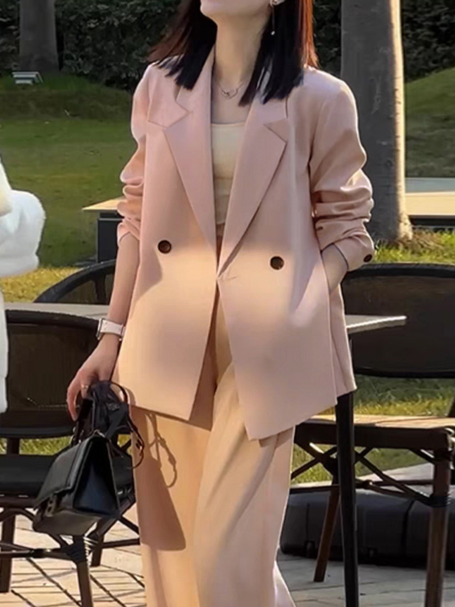 Xz121 Single Suit-Spring & Fall Suit Jacket Women's Plus Size Suit Fat mm 100kg Pink Loose