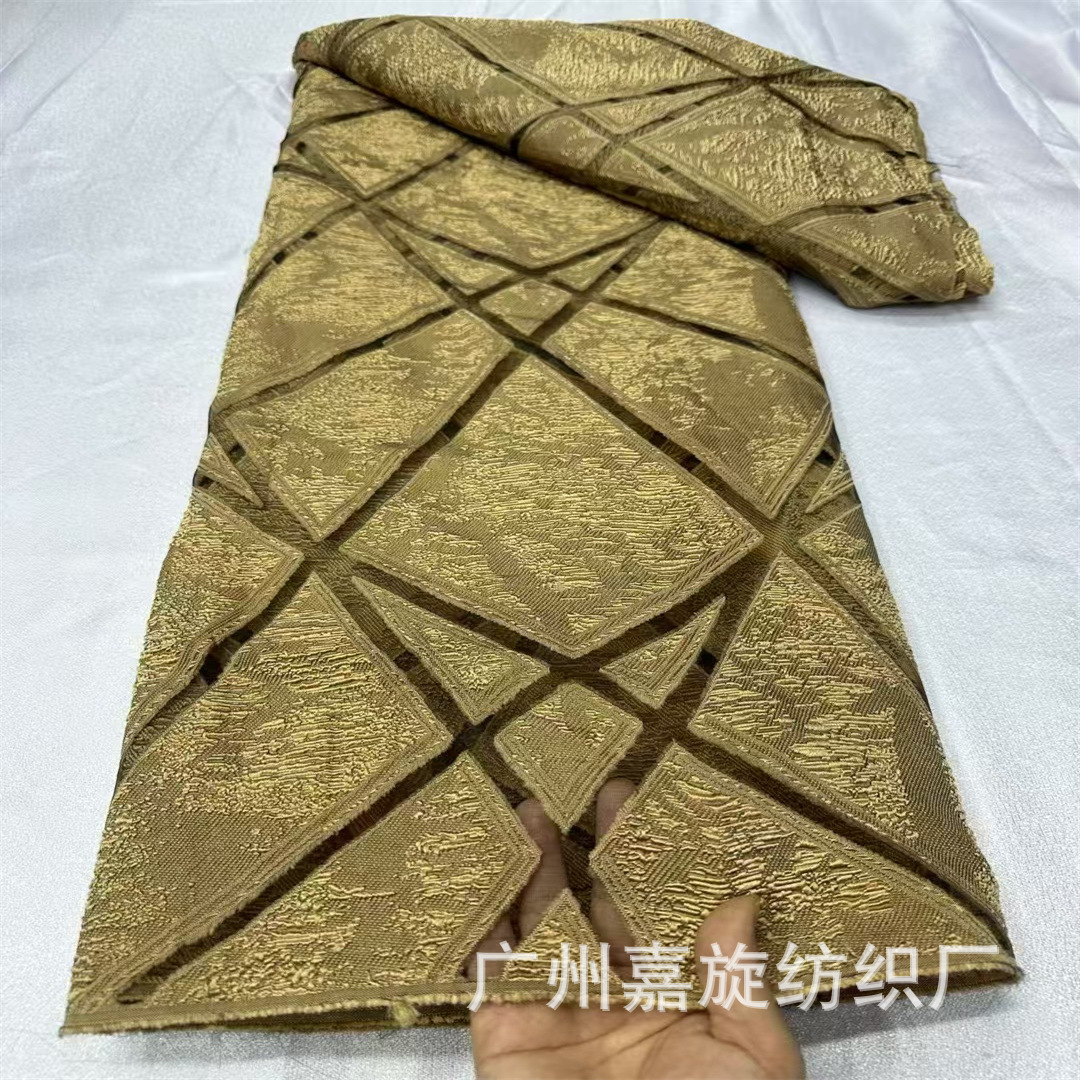 New Woven Asymmetrical Graphic Semi-Transparent Organza Jacquard Fabric Women's Dress Wedding Dress Cloth Brocade