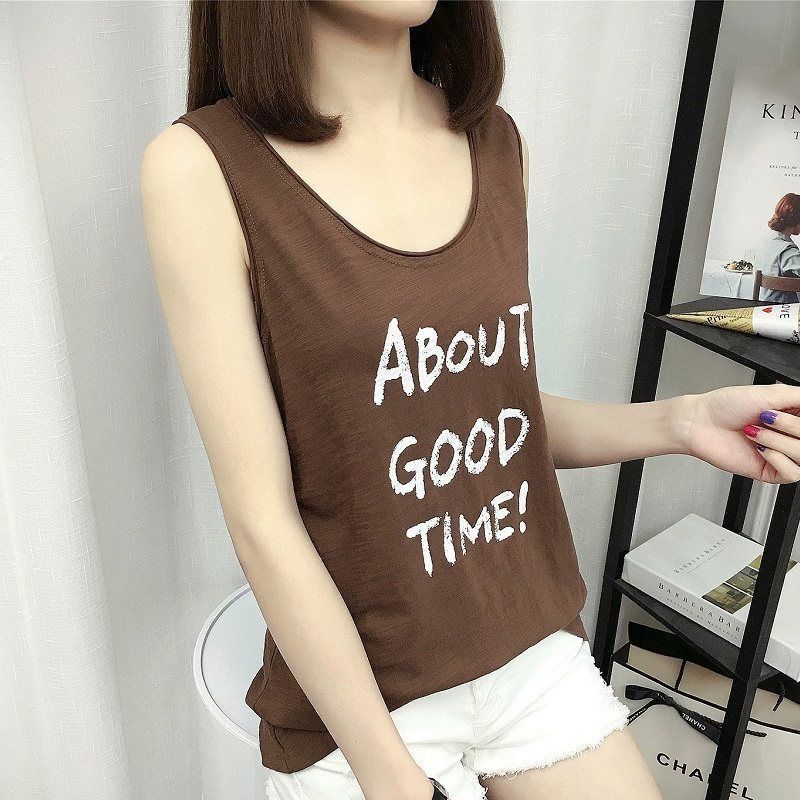 Picture of Pure Cotton Vest for Women, Loose Fit, Plus Size Women's Clothing, 2024 Summer Base Shirt, Camisole Top, Short Style, Can Be Worn Outside