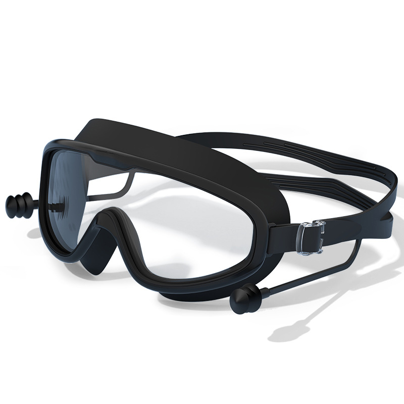Picture of Swimming Goggles Adult HD Waterproof Anti-fog Swimming Glasses Children's Ear Plug Silicone Swimming Goggles Factory Wholesale