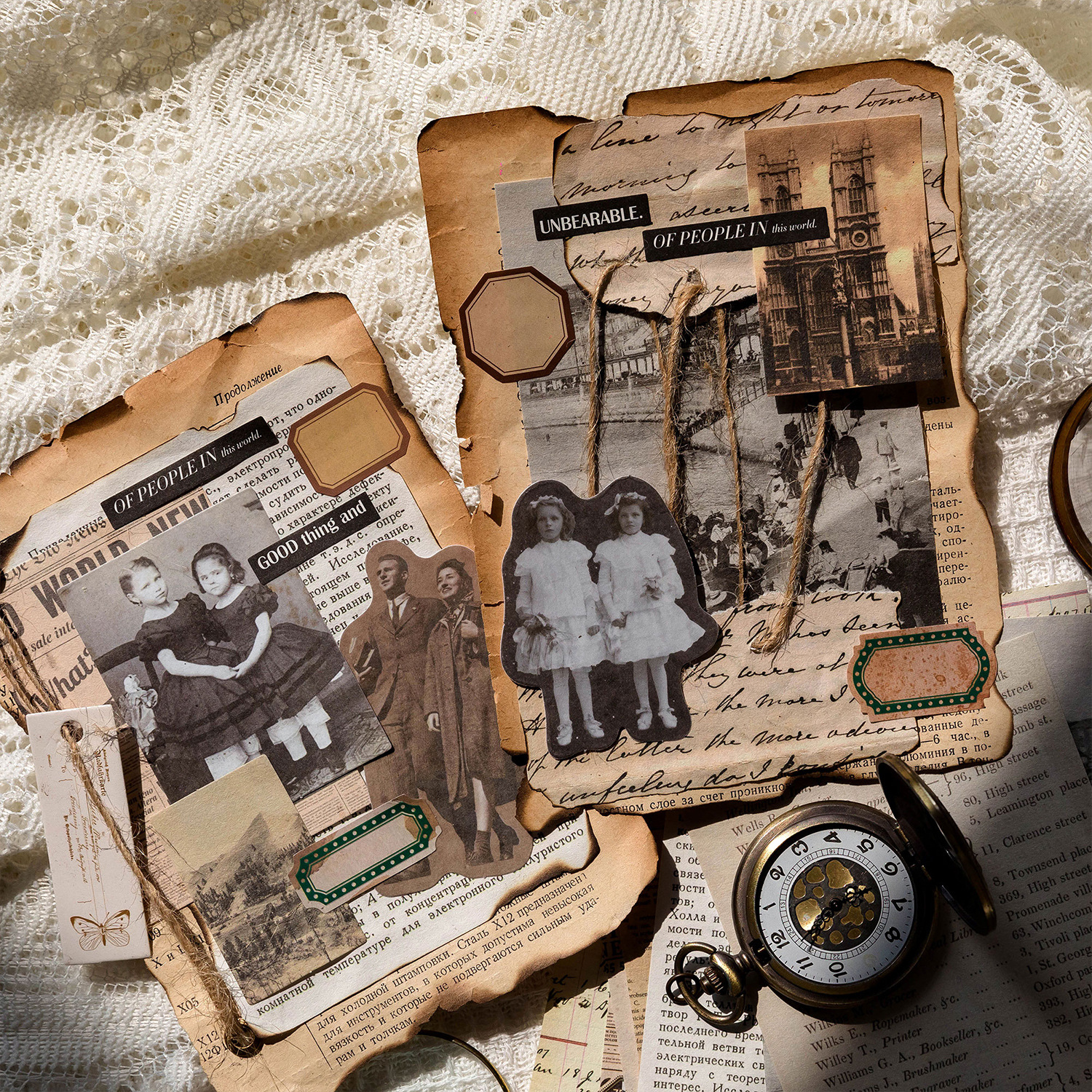 Picture of Mo Mo Retro Collection Material Package Memory Post Office Series Handbook DIY Collage Base Material Stickers 4 Styles
