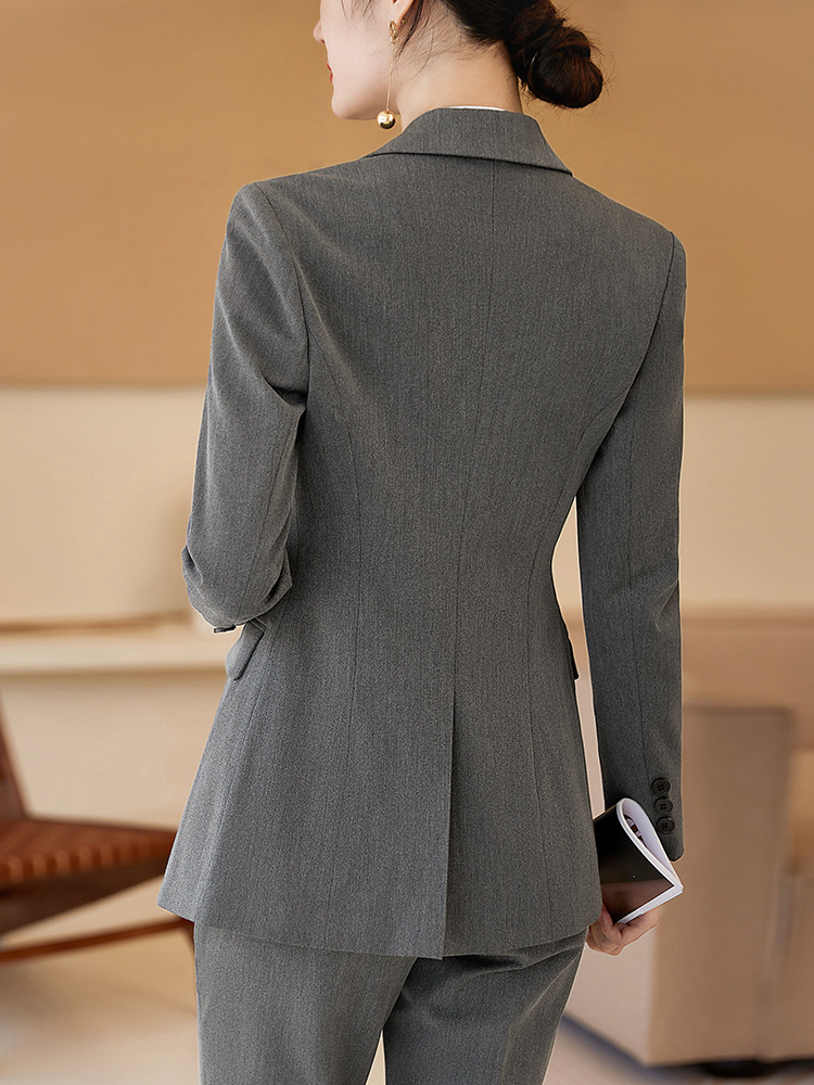Picture of navy blue Suit Jacket Women's Autumn and Winter 2023 New Temperament Double-breasted Professional suit Work Clothes Dress Suit