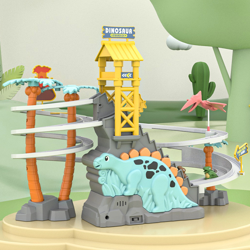 Picture of Hot sale large duck climbing stairs dinosaur sliding track children's educational sound and light electric slide toys wholesale