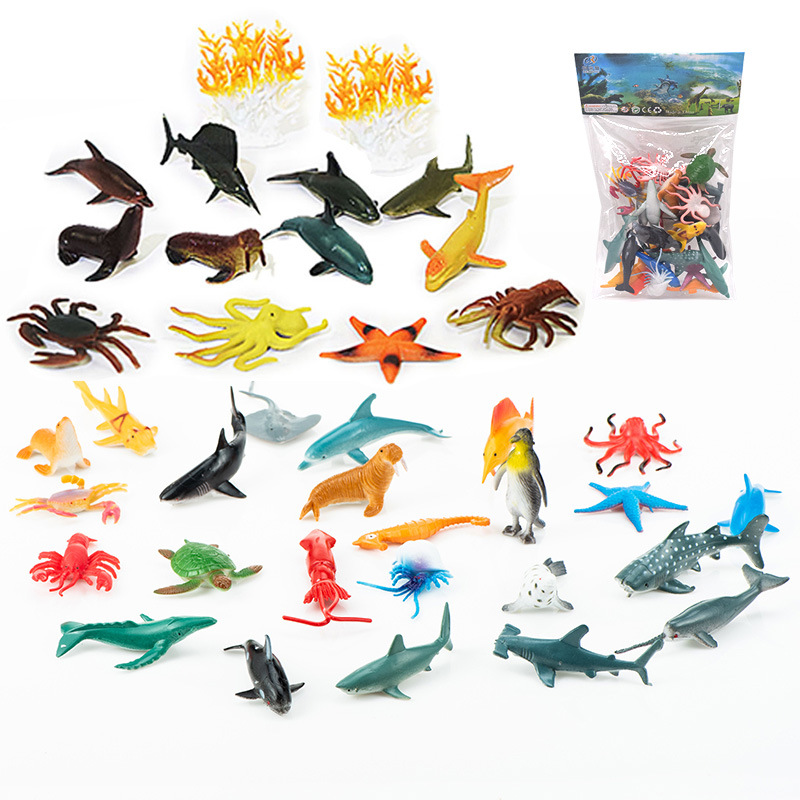 Picture of Cross-border explosion simulation marine animal model toy penguin shark turtle toy model stall toy