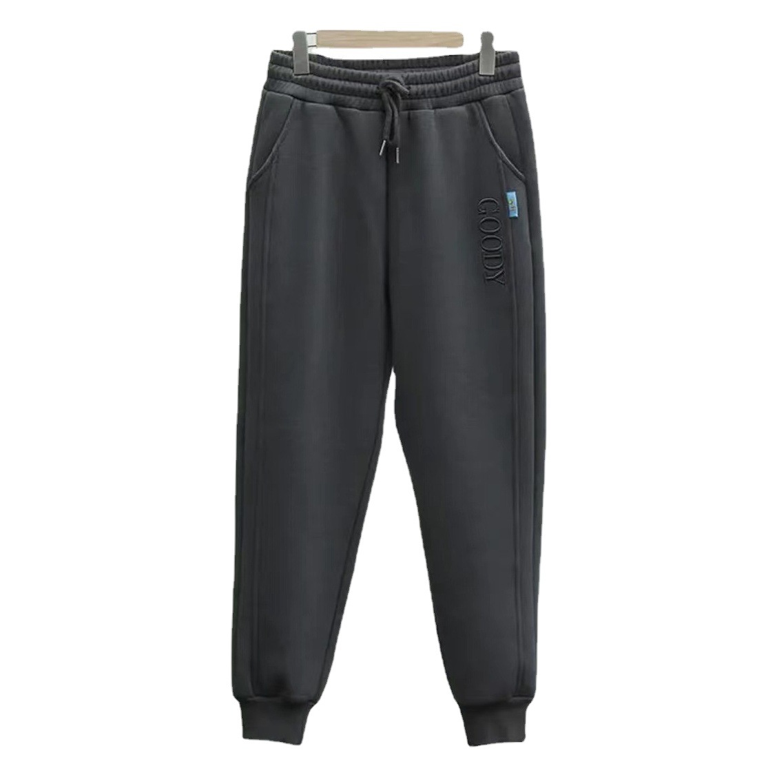 Cross-border 2022 Fleece-lined Thickened Pants Japanese and Korean Style Loose Leg Slimming Elastics Waist Casual Pants Harlan Wei Pants