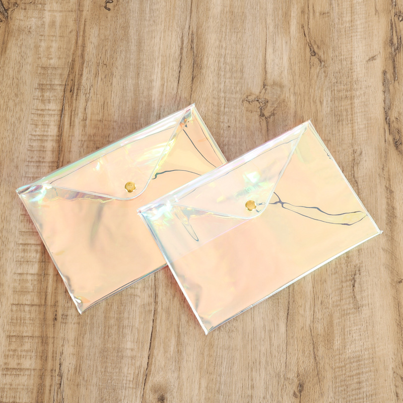 Factory wholesale PP file bag colorful laser file bag envelope bag pvc snap buckle file bag