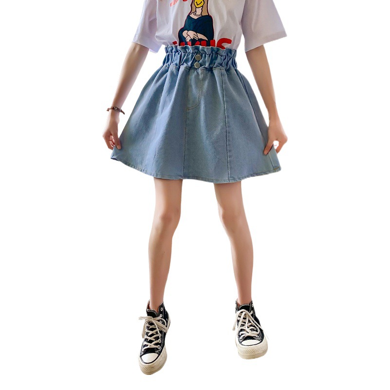 Korean Girls Summer Skirt Baby Denim Skirt 2023 New Kidsren's Versatile Fashion Skirt Showing Longer Legs