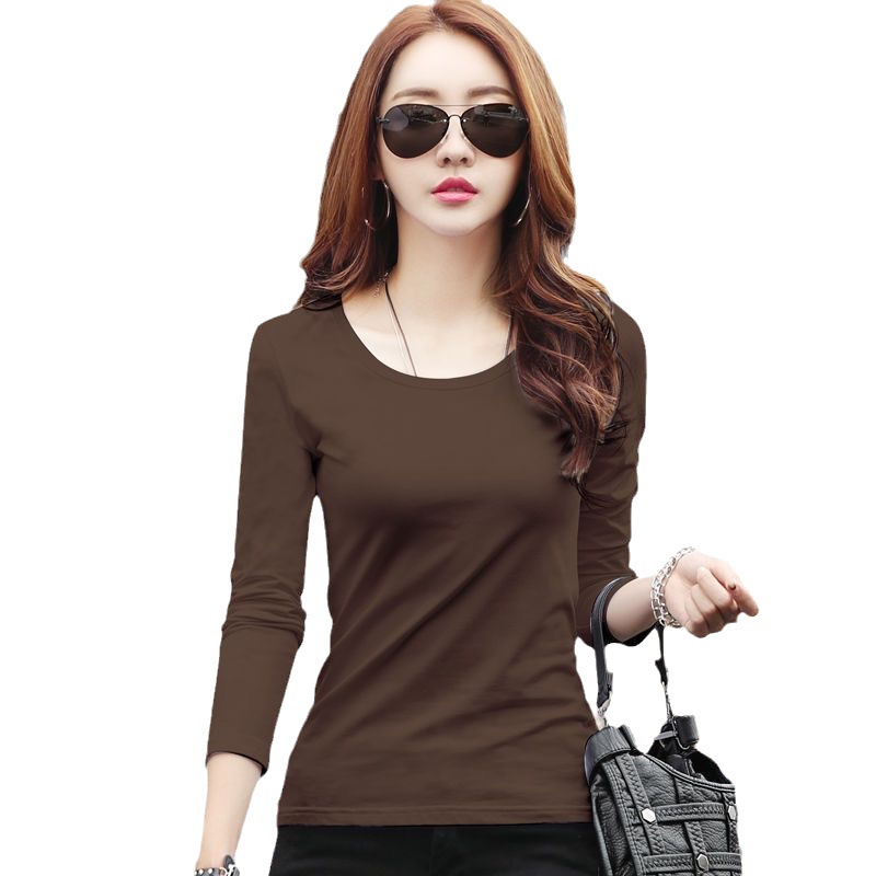 Picture of Spring and Autumn Round Neck Base Shirt for Women 2025 New Solid Color Thin Long-Sleeve T-Shirt Slim Fit Versatile Plus Size Autumn Top for Women