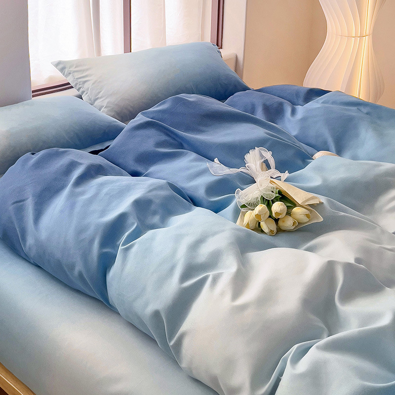 Picture of Class A Maternal and Infant Grade Four-Piece Set Small Fresh Thickened Sanding Quilt Cover Washed Cotton Bed Sheet Quilt Cover Dormitory Three-Piece Set ins