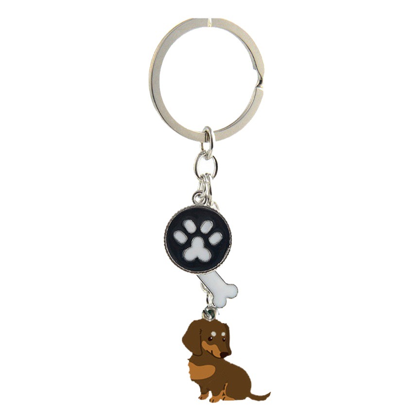 New Cross-border Sausage Dog Keychain Cartoon Alloy Key Pendant Backpack Hanging Anti-lost Key Ring