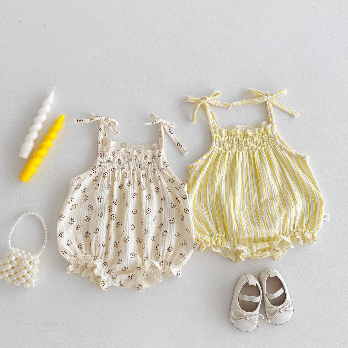 Summer Korean-style Baby Clothes Thin Sling Wrap Fart Clothes Newborn Girl Baby Sweet Floral All-in-one Outfit