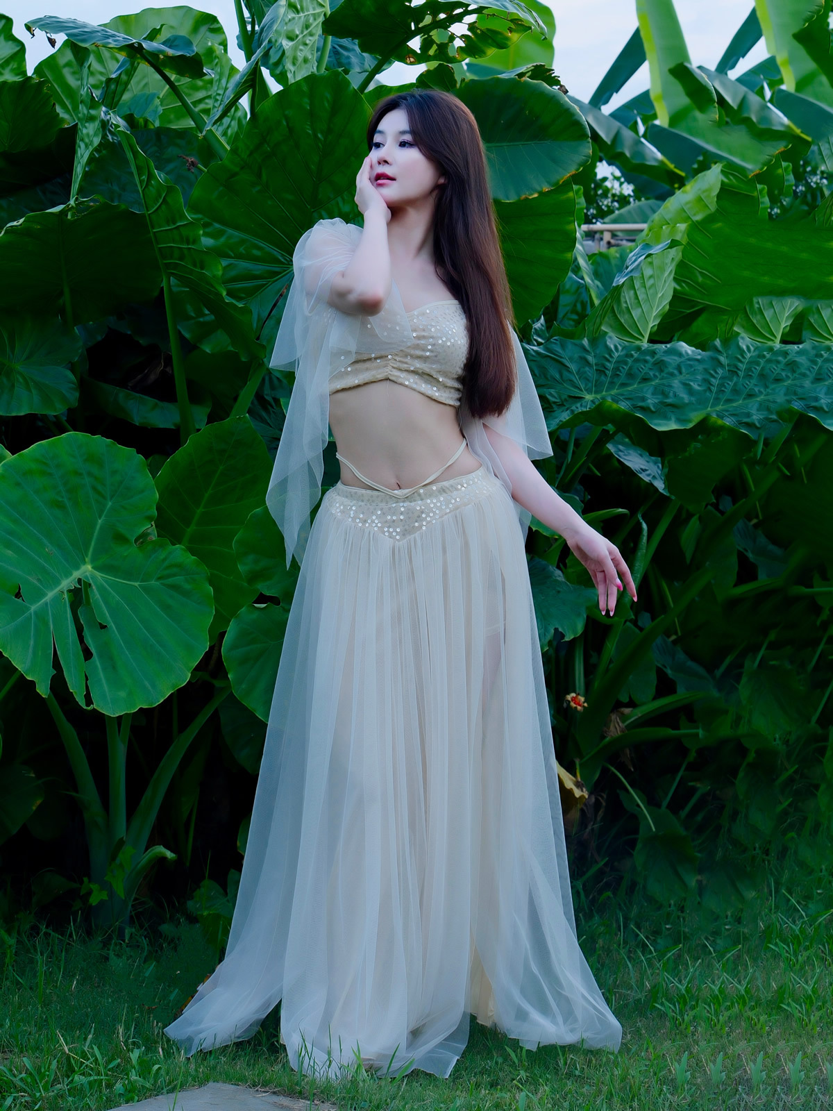 Dancer Belly Dance Costume New Short-sleeved Practice Suit Fairy Mesh Large Swing Skirt Practice Class Suit Women's 5099