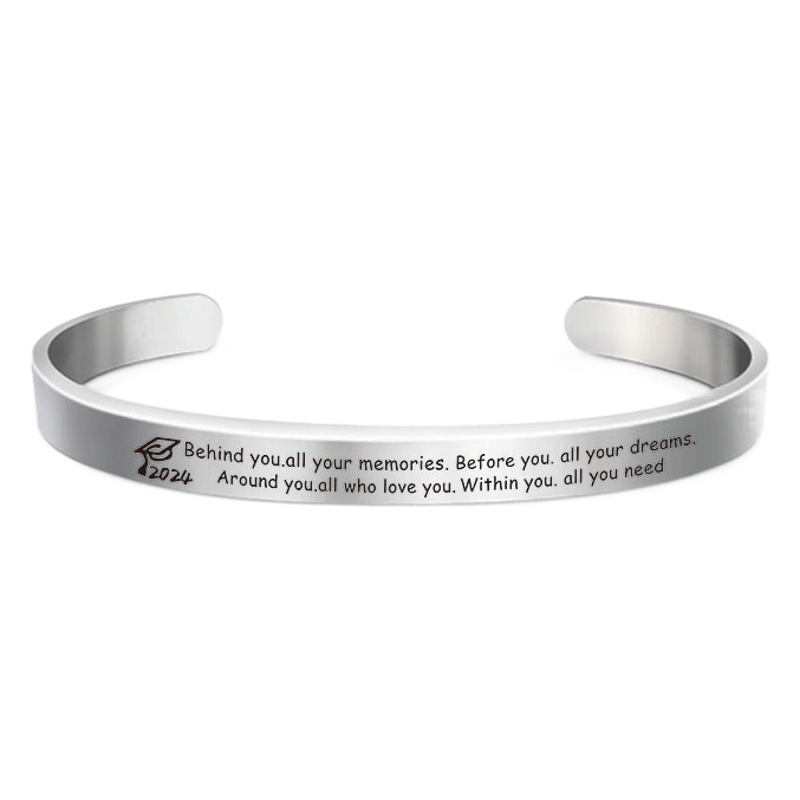 Picture of Bracelet European and American Cross-Border Stainless Steel Bracelet 2025 Graduation Season Doctor's Hat Holiday Gift Engraved Titanium Steel Bracelet