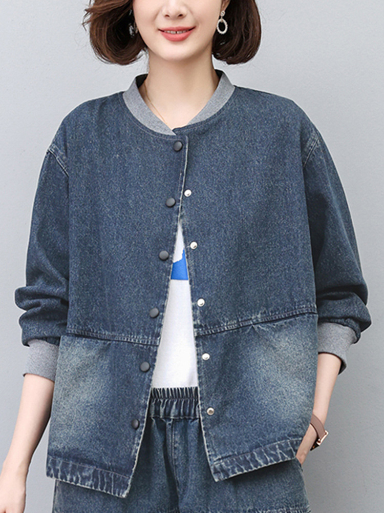Picture of Mother's Spring and Autumn Fashion Foreign Style Denim Jacket 2024 New Middle-aged and Elderly Women's Casual Sports Denim Jacket