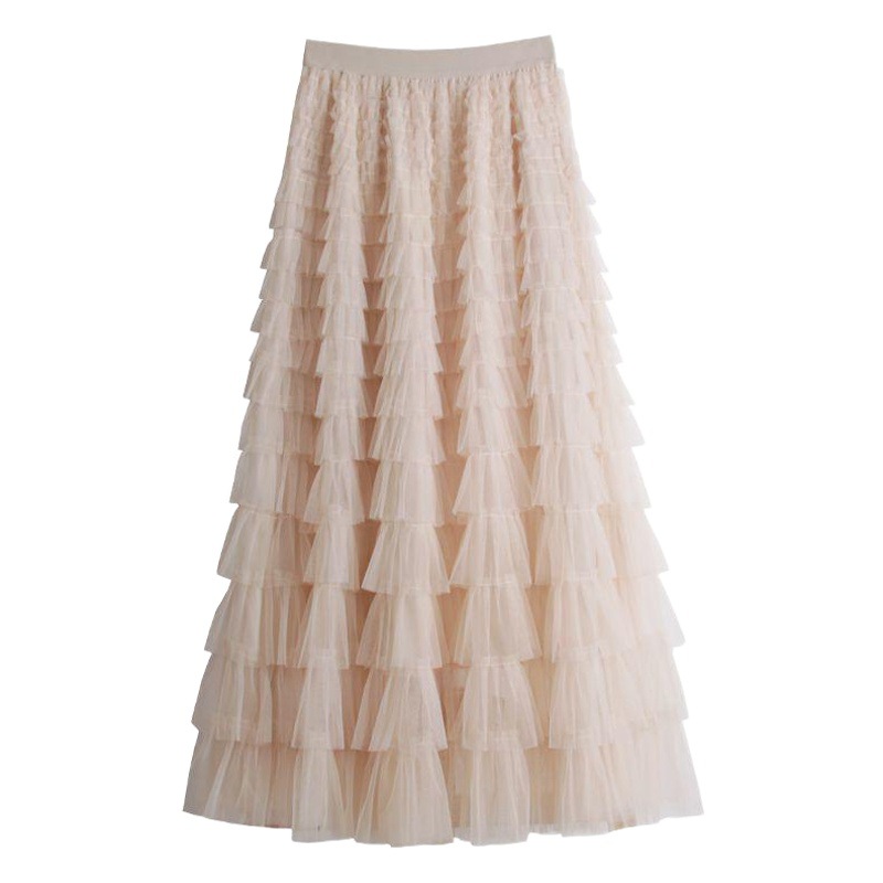Mesh Skirt Layered Cake Skirt Skirt Women's 2025 New Skirt Black Gauze Skirt Long Skirt Fluffy Skirt