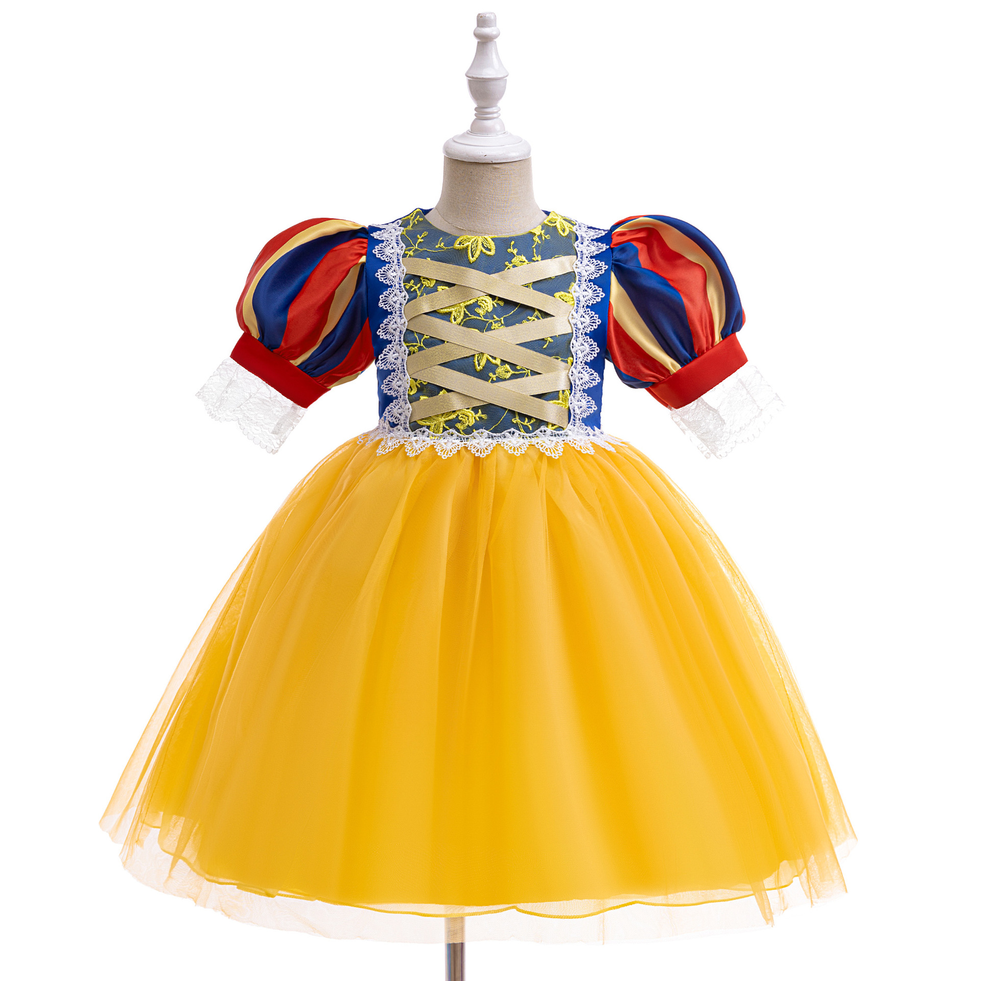 Picture of Halloween Dress up Snow White Bow Fluffy Dress Girls Performance Costume Cosplay Party Dress