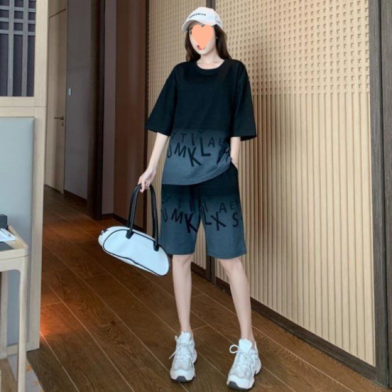 516# plus size short-sleeved shorts sportswear suit women's summer new fashion loose internet celebrity two-piece suit