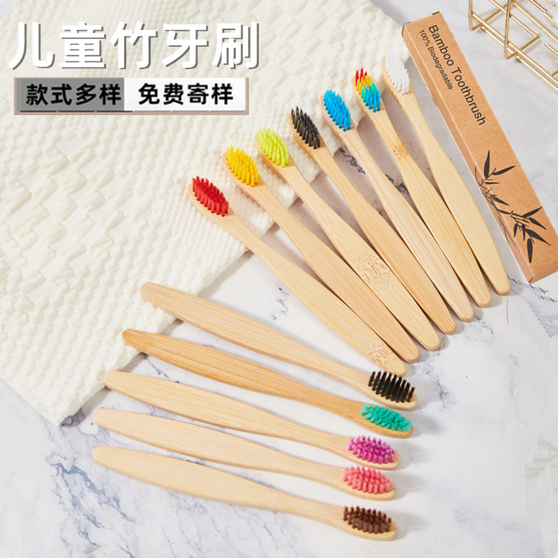 Picture of Hotel Bamboo Toothbrush Bamboo Toothbrush Bamboo Charcoal Kidsren's Bamboo Handle Wooden Soft Hair Logo Portable Environmentally Friendly Kidsren's Health