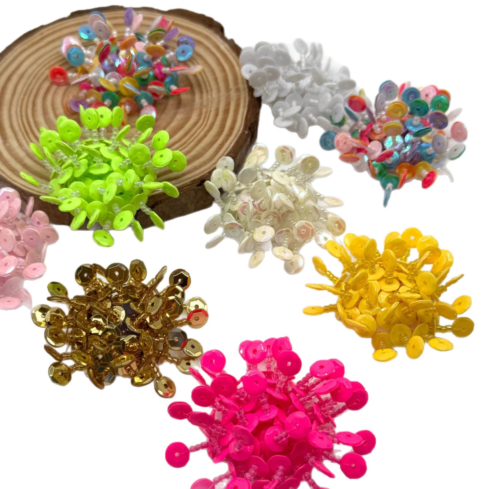 Picture of New girl new sequin rice bead loose flower earrings accessories DIY handmade fashion headgear earrings shoe flower pendants