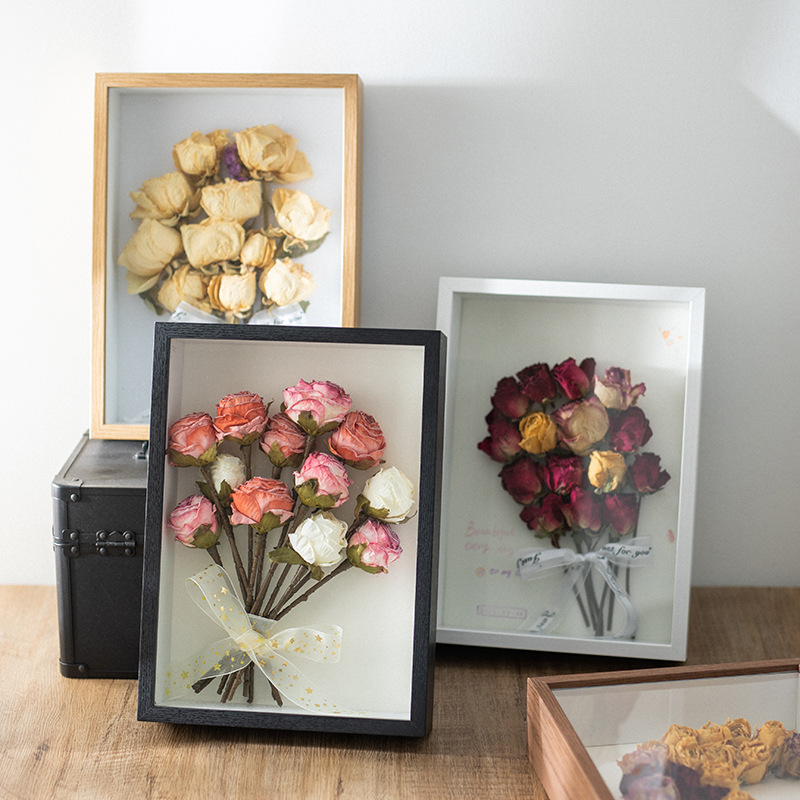 Picture of Stereo Hollow Glass Specimen Frame 7 Inch Handmade DIY Dried Flower Photo Frame Insect Clay Model Set Table Picture Frame Mounted