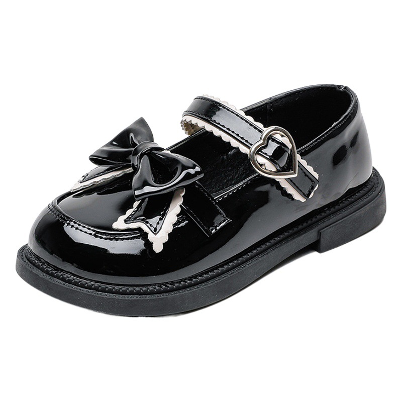Picture of Girls' Leather Shoes Spring and Autumn 2025 New Korean Style British Style Little Girls Baby Black Soft Sole Elementary School Performance Shoes