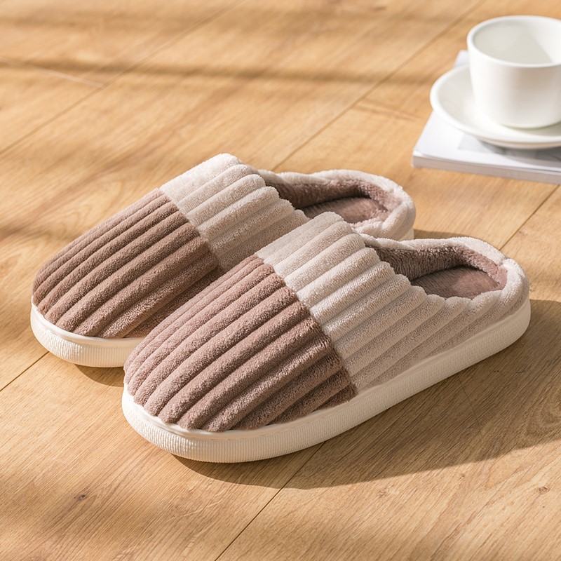 Picture of Home Cotton Slippers for Men, Autumn and Winter Thick-Soled Non-Slip Indoor Warm Plush Slippers for Women, Comfortable at Home