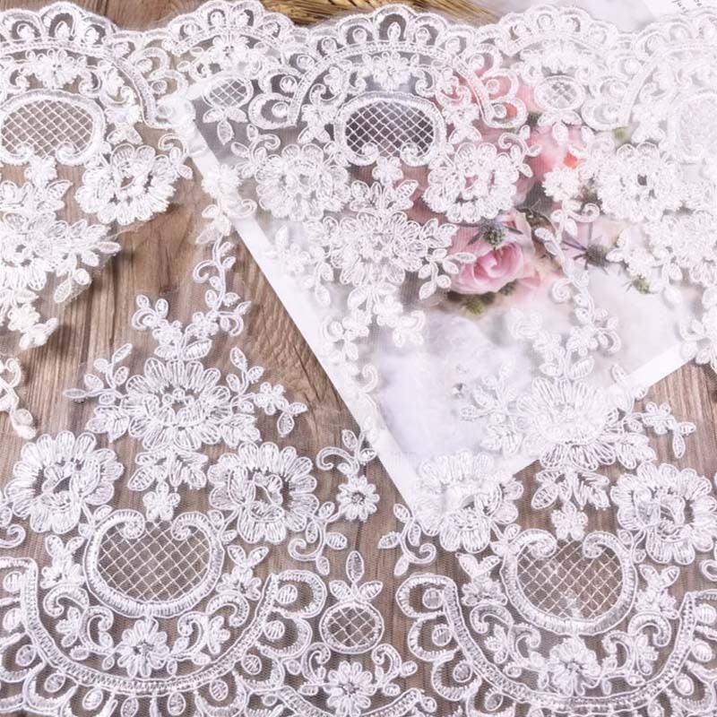 European pure white lace lace accessories fabric wedding veil headdress DIY handmade jewelry car bone sequins flower