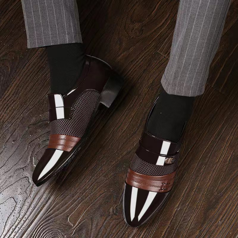 Picture of Cross-Border Large Size Formal Men's Leather Shoes Black Business Casual British Shoes Summer Breathable Mesh Men's Shoes Wholesale
