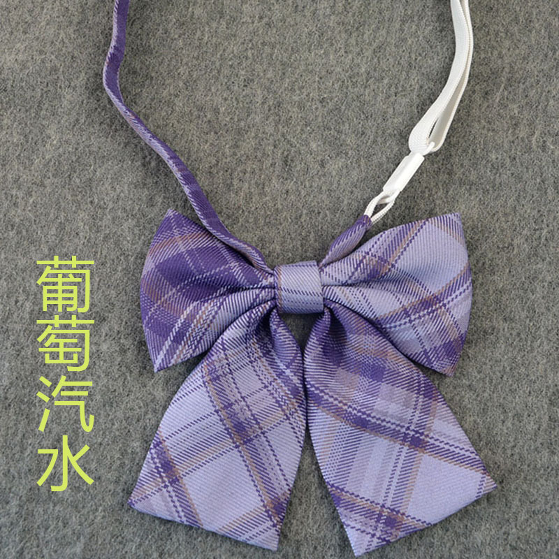 Picture of Hot-selling College Style Oka Pear Field Soot Black Bow Plaid Flat Horn JK Collar Bow Tie Shirt Accessories