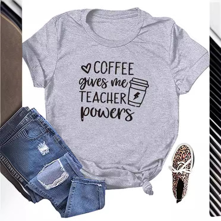 Foreign trade Independent Station Women's top Round Neck Letter Printed Short-sleeved t-shirt