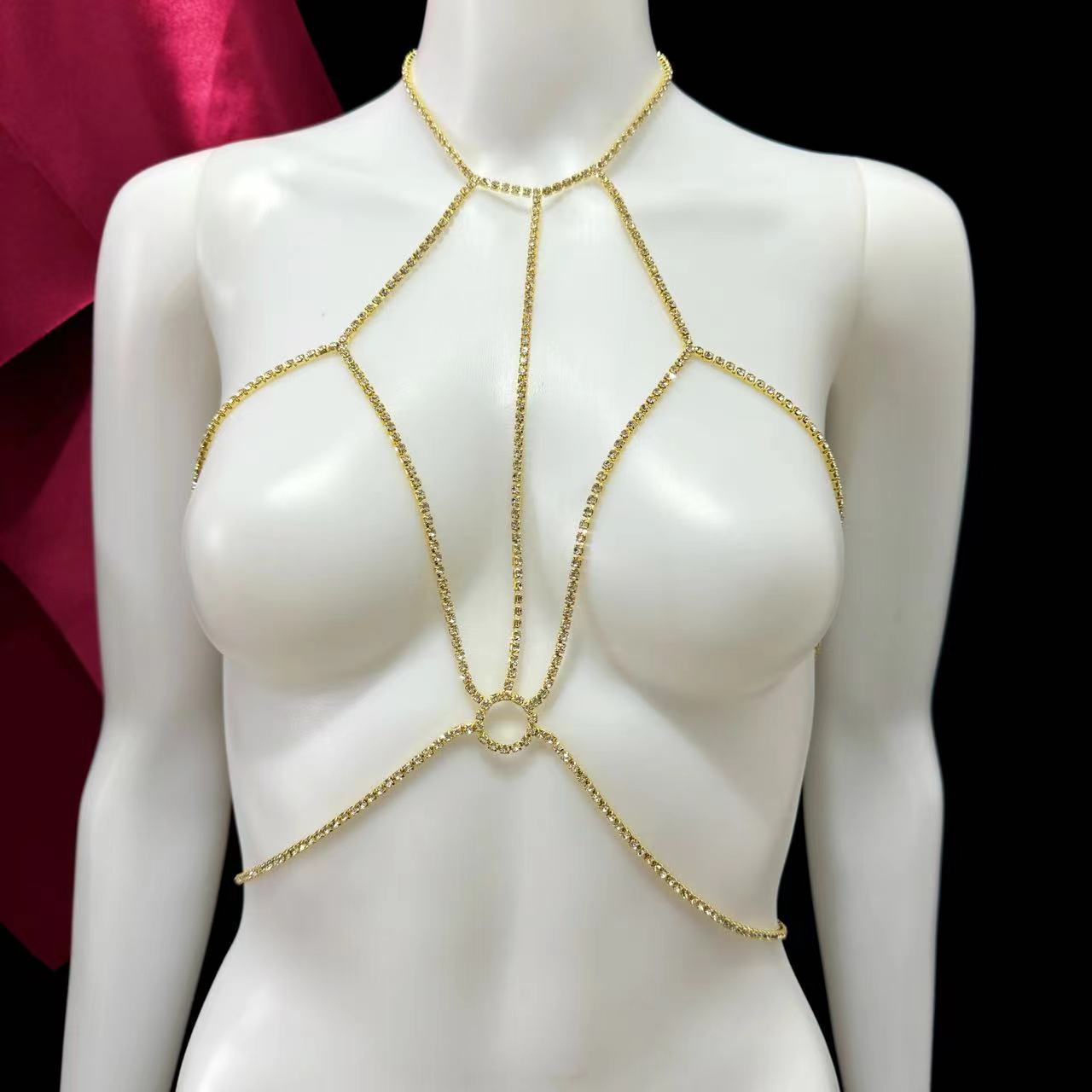 Cross-border jewelry European and American fashion sexy exaggerated full diamond clothing accessories chain body chain women