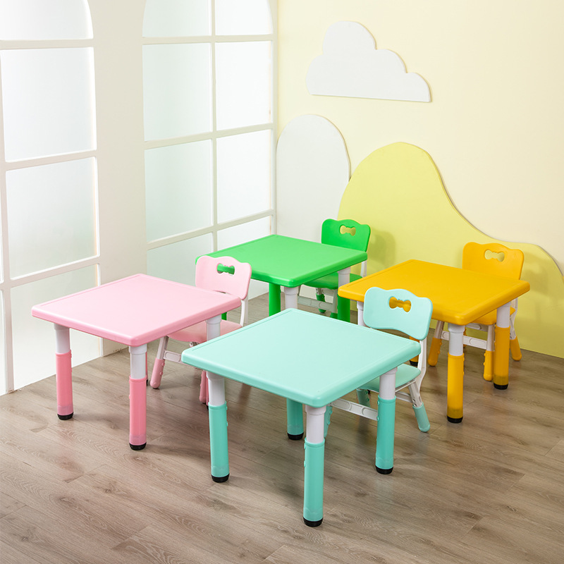 Children's Plastic Square Table Can Be Lifted and Lowered for Home Baby Games Small Table Kindergarten Learning Desks and Chairs Toy Table