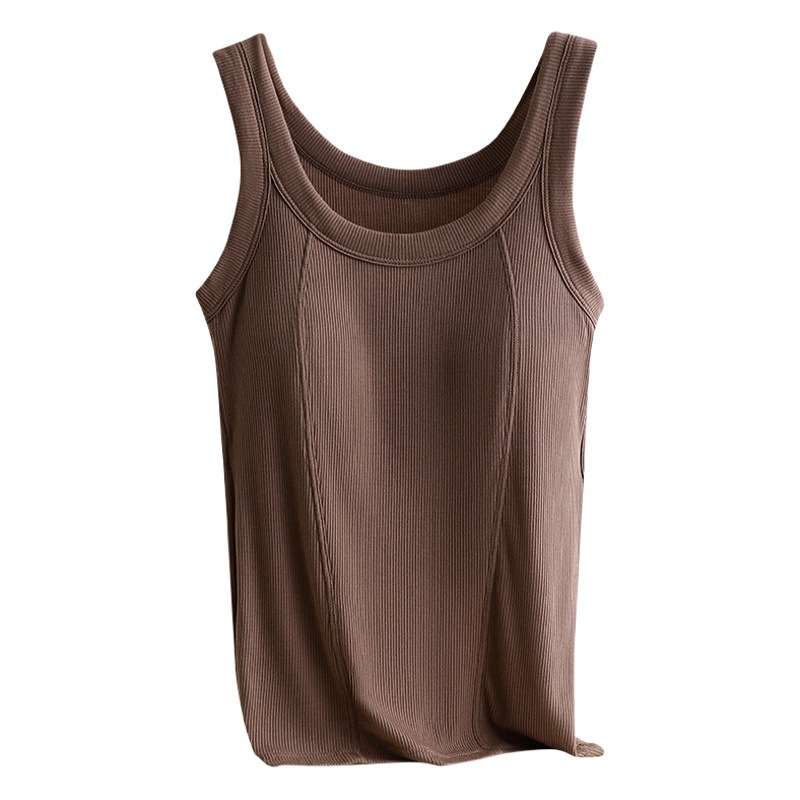 Cross-Border Plus Size Modal Threaded Camisole Women's All-In-One Slim Fit Simple Large Size Inner Wear with Breast Pads