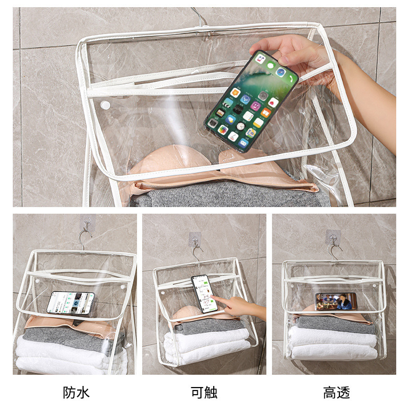 Picture of Bathroom Waterproof Hanging Bag for Bathing, Clothes and Towel Storage Hanging Bag, Bathroom Wall-Mounted Intimates Storage Bag