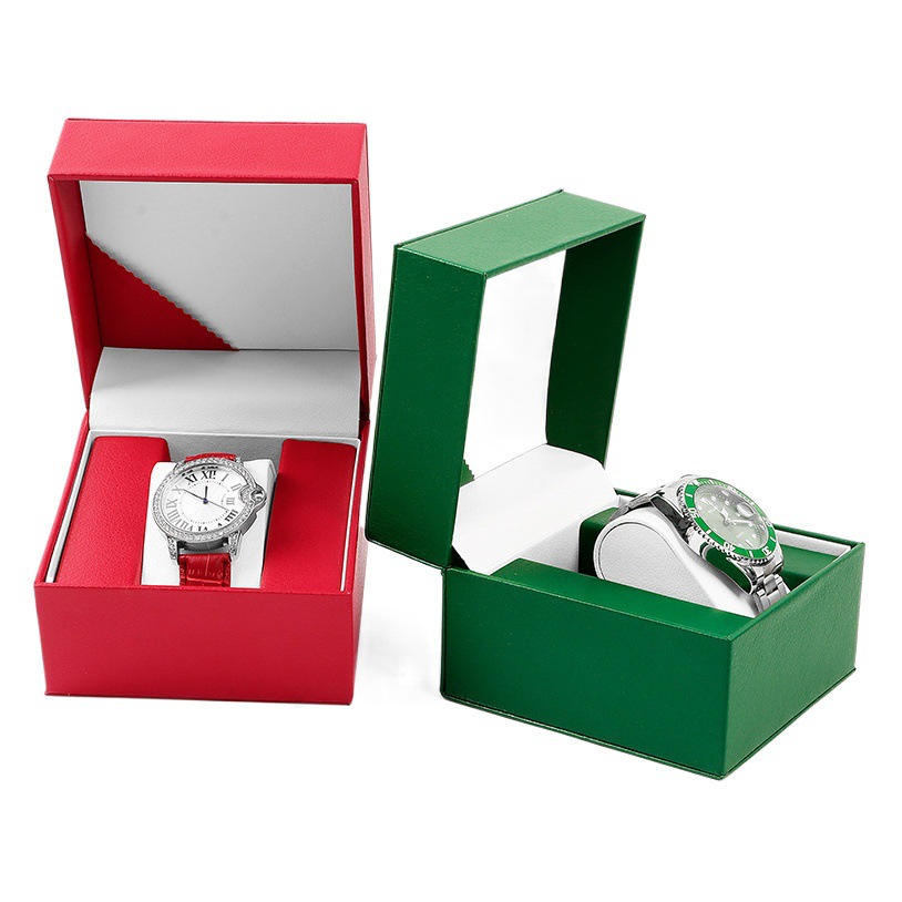 Litchi Pattern Right-Angle Watch Display Box, High-End Watch Packaging Box, Green Watch Box, Large Watch Storage Box