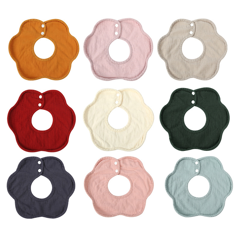 Picture of Gauze Peas Velvet Baby Petal Bib Pure Cotton Baby Sipe Towel Pure Cotton Waterproof Autumn and Winter Thickened Newborn Bib