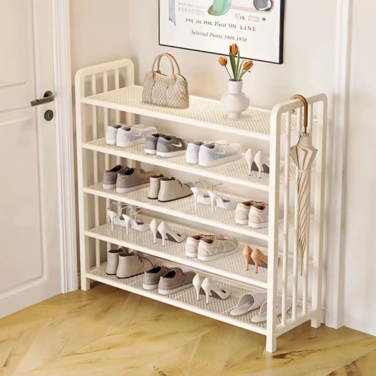 Iron Shoe Rack Light Luxury Simple Doorway Multi-Layer Storage Rack Indoor Space Dust-Proof Shoe Cabinet Shoe Rack