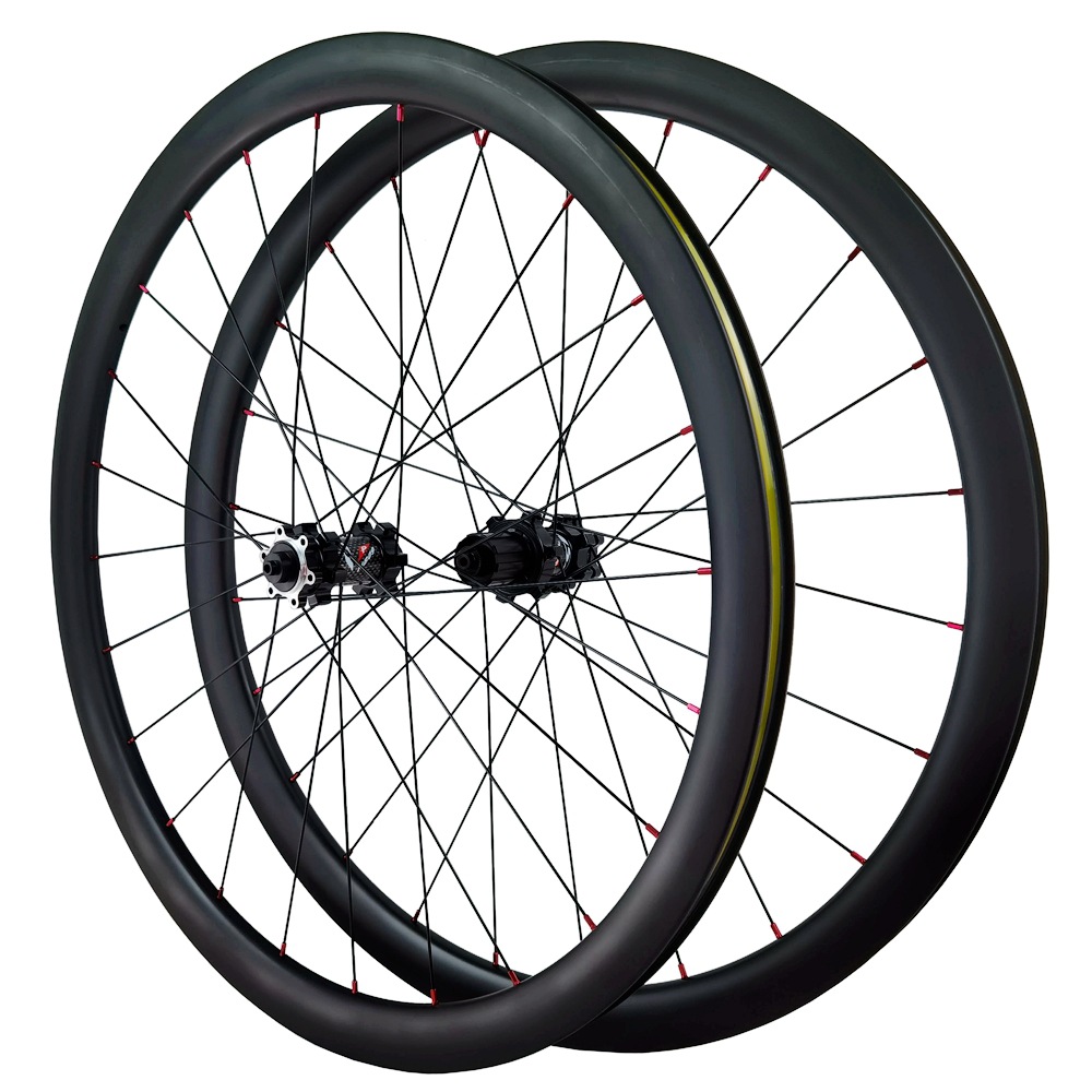 700C disc brake off-road road wheel set carbon fiber fat ring wheel barrel axle quick release bicycle wheel set straight pull wheel set